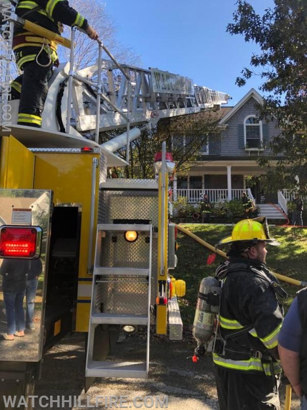 Ladder 104 operating at working fire in November of 2019.