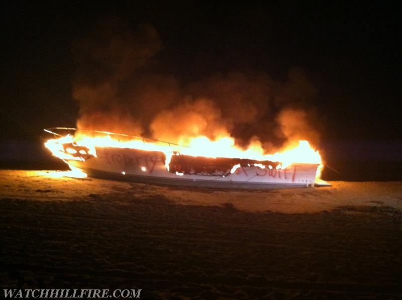 September 2015-Fully involved boat fire on Napatree P