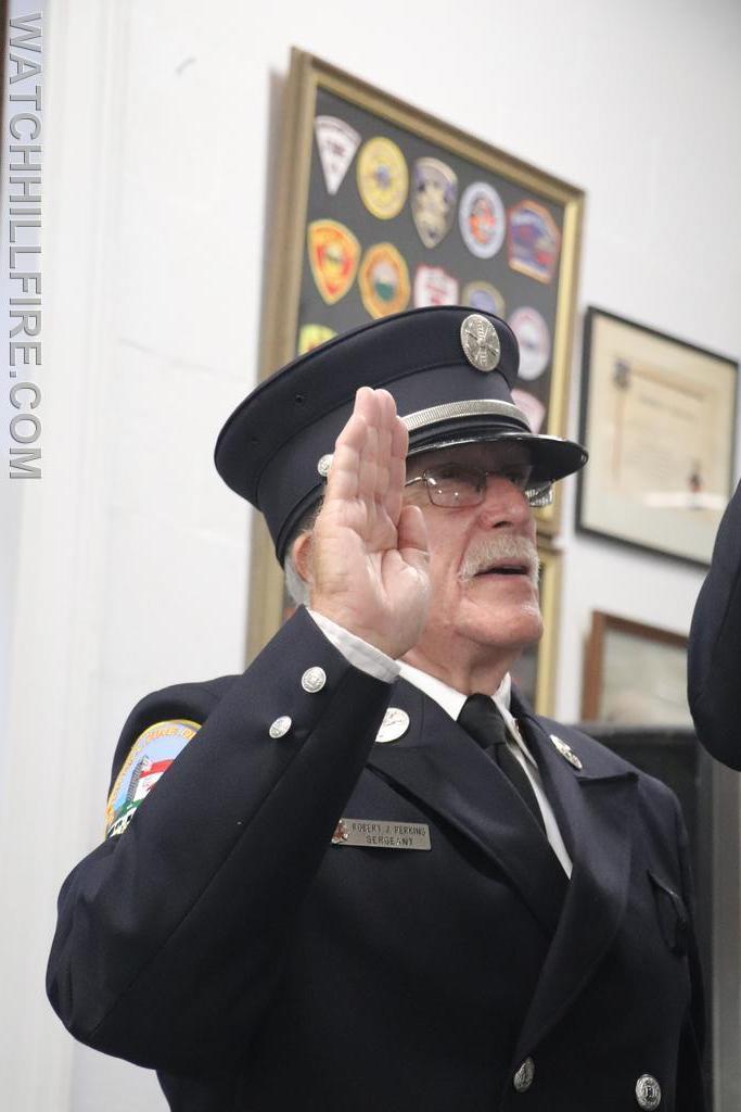 Fire Police Sergeant Bob Perkins takes the oath of office
