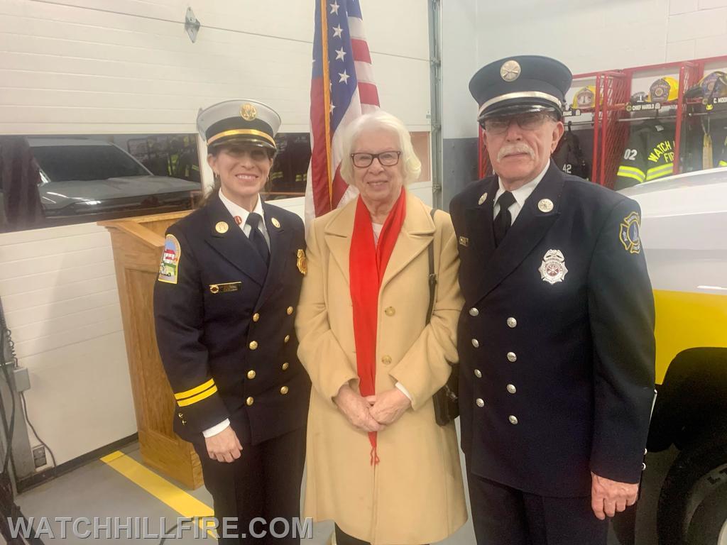 Captain Jane Perkins and her parents; Sharon & Fire Police Sgt. Bob Perkins