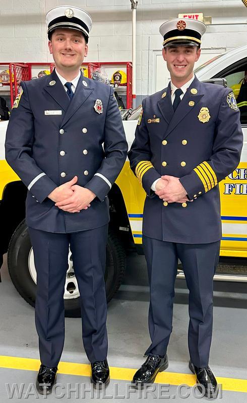 Lieutenant Rees Harold and Assistant Chief Christopher Koretski following the ceremony. 